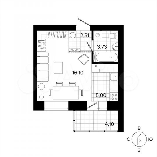 1-к. квартира, 26,7 м², 3/4 эт.