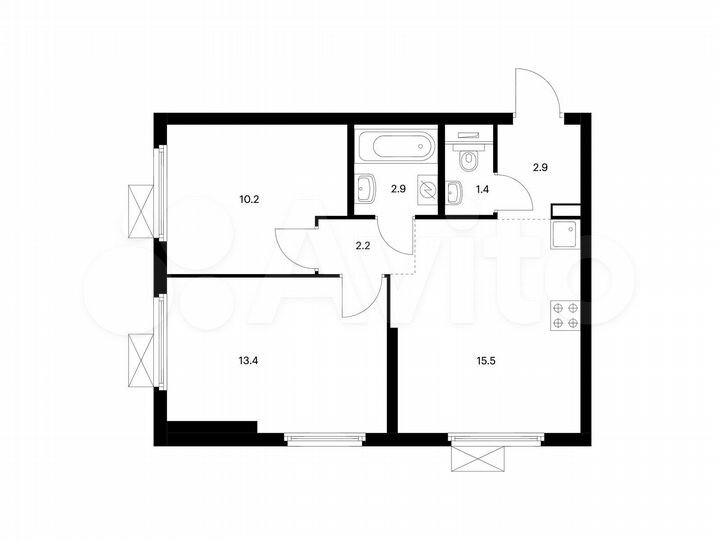 2-к. квартира, 48,5 м², 14/33 эт.