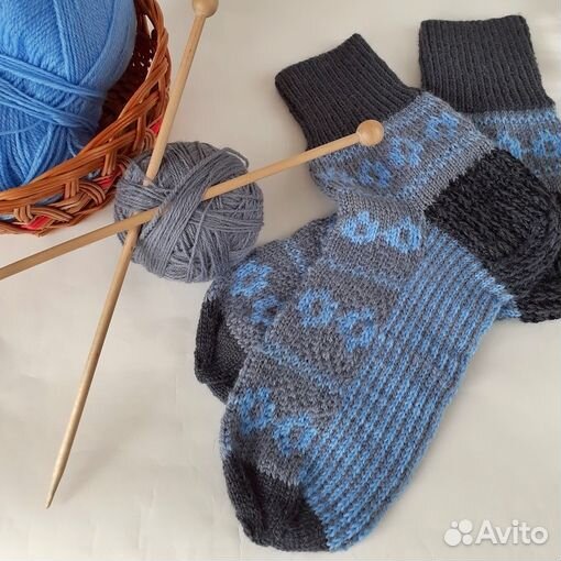 Носки вязаные жаккардом новые ручной работы