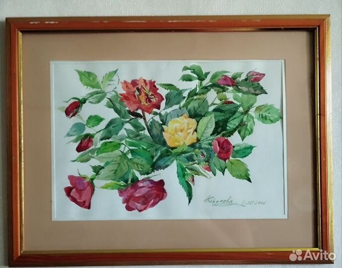 Картина акварель Розы 2006 год