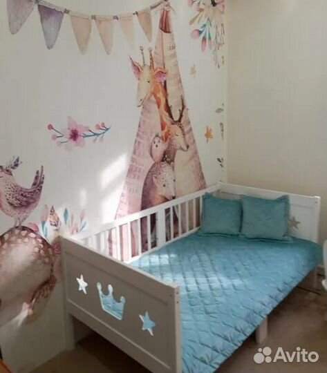 Кроватка из массива высокий борт для малыша Лисено