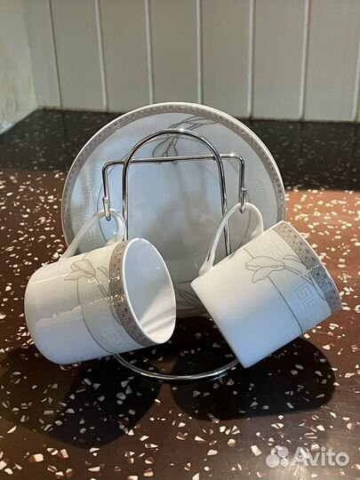 Чашка кофейная, комплект из двух с подставкой