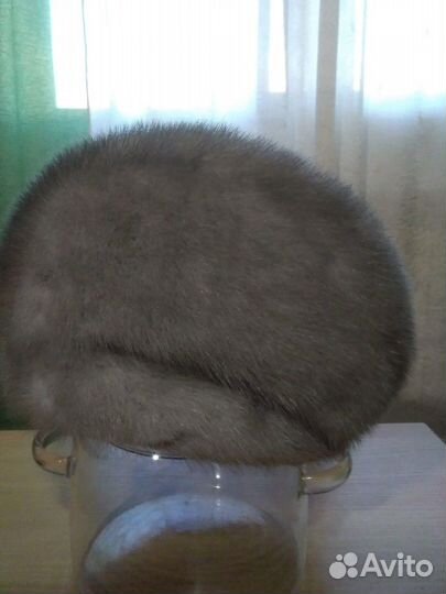 Шапка серо-голубая норка, размер 56/57