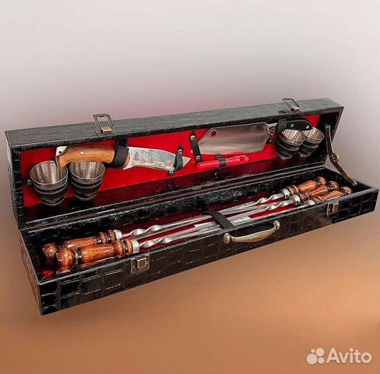 Шашлычный набор шампуров в кейсе