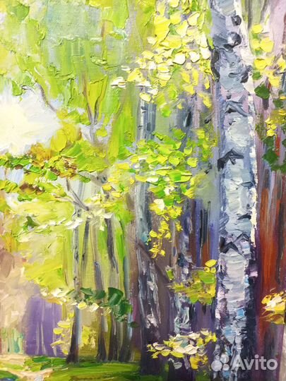 Картина маслом на холсте.,Берёзовая роща