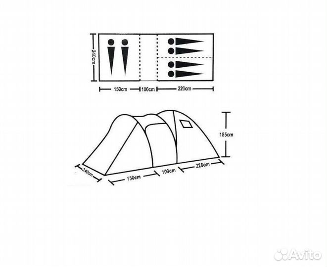 Палатка туристическая 6 местная