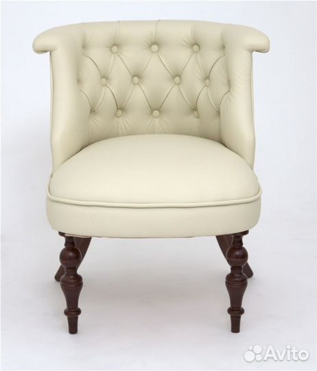 Кресло Бархат темный тон кожзам 4 кремовый