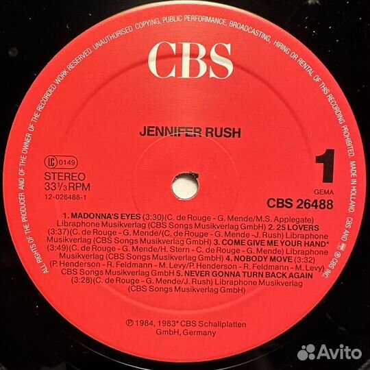 Jennifer Rush – Jennifer Rush (Голландия 1985г.)