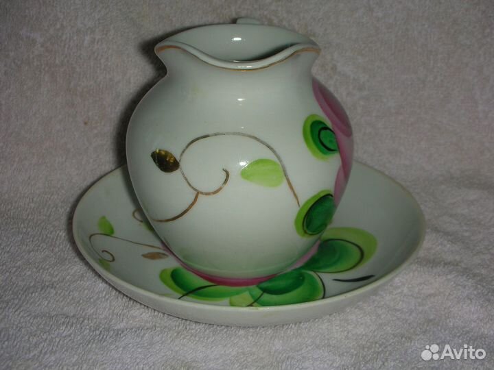 Молочник с блюдцем, фарфор, Дулево, СССР