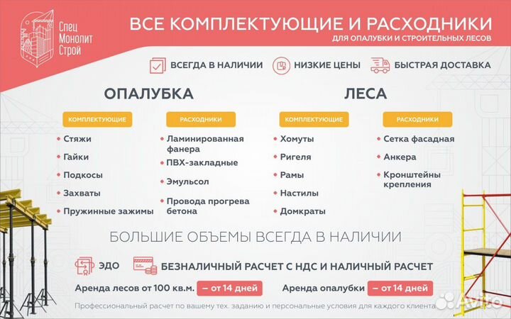 Аренда/Продажа/Выкуп опалубки