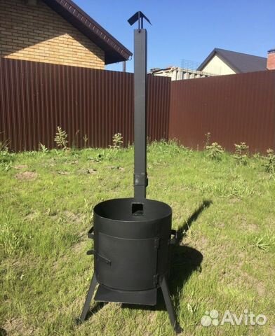 Печь под казан с трубой и дверцей 8л,10л,12л
