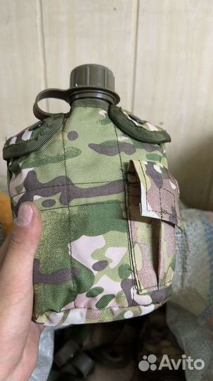Фляжка армейская тактическая с котелком
