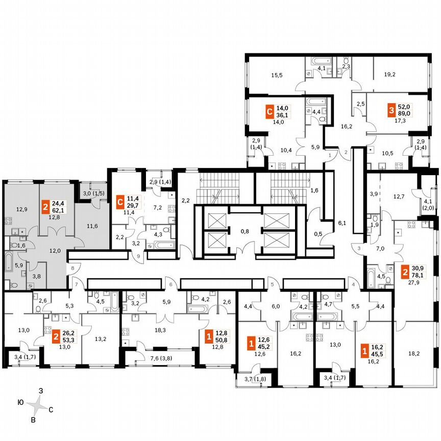 2-к. квартира, 62,1 м², 27/27 эт.