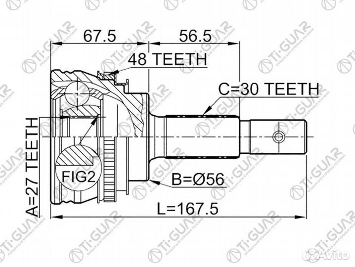 ШРУС TG-9513Z48/TO-013A48* TiGuar 27*56*30/ TY