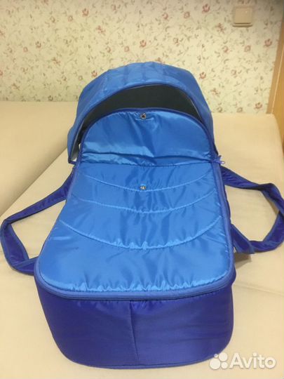 Детская люлька-переноска (кокон) цвет сине-василек