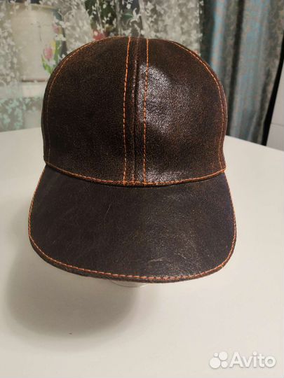 Кепка бейсболка мужская, натурал. кожа, раз52-54