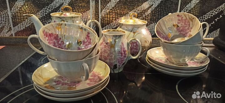 Чайный сервиз СССР дулево Розовая сирень 15 предм