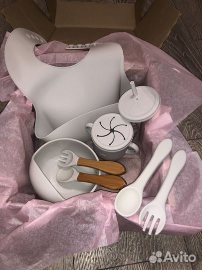 Новый подарочный набор детской посуды силикон