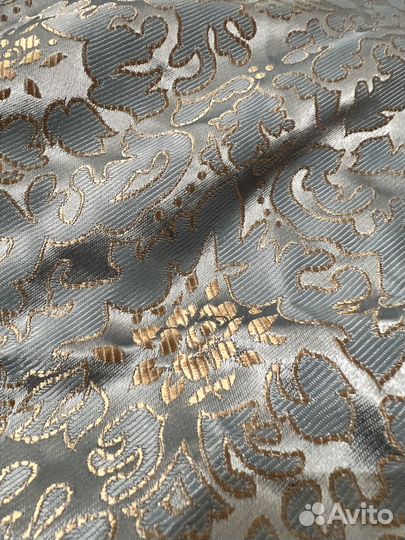 Ткань голубая с золотом качественная красивая 10 м