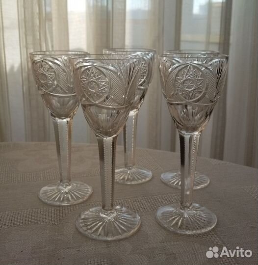 Рюмки на ножке, хрусталь СССР, 5 штук