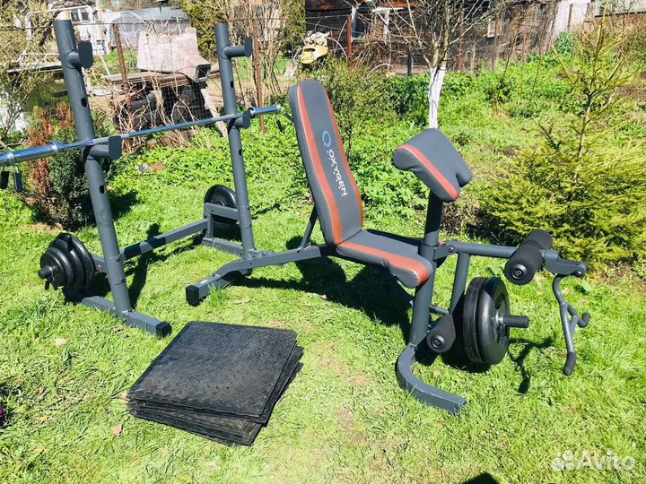 Скамья+стойки oxygen fortsmit с блинами и помостом