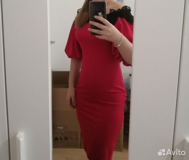 Вечернее красное платье 42