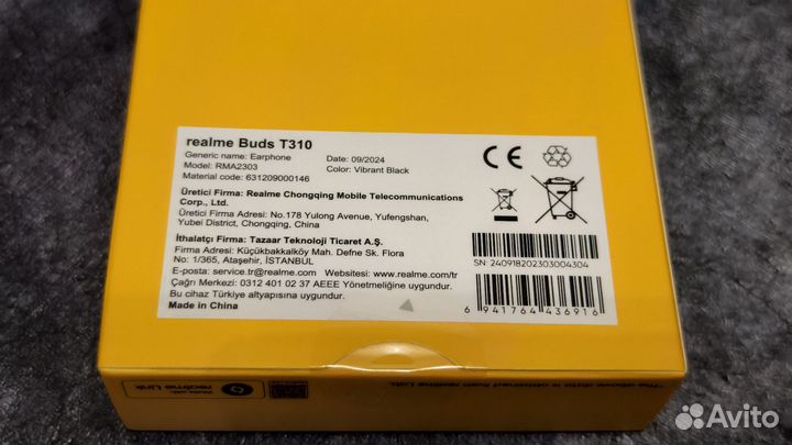 Беспроводные наушники Realme buds t310 новые