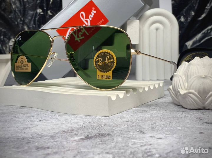 Очки Ray Ban Aviator золотые