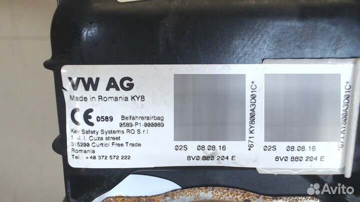 Airbag пассажира Volkswagen Golf 7, 2016