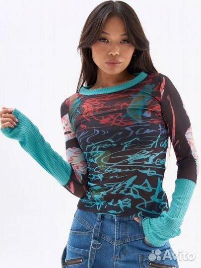 Лонгслив полупрозрачный