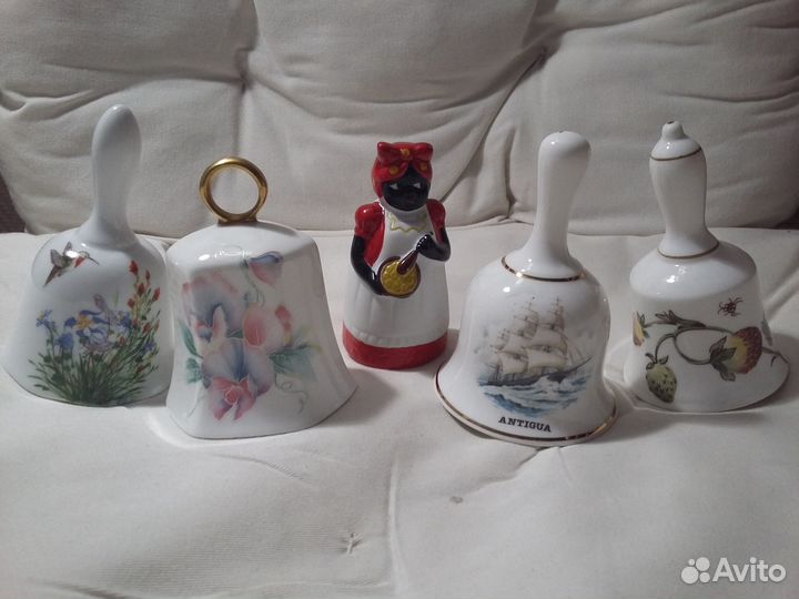 Колокольчики фарфор хрусталь стекло металл