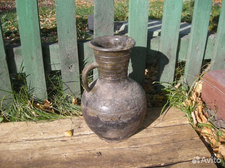 Кувшин глиняный старинный в хорошем сохране
