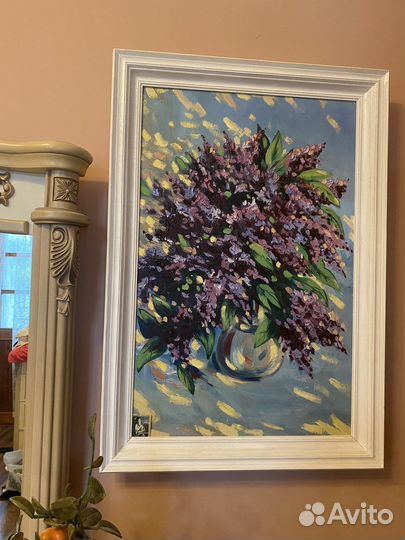 Картина масло сирень