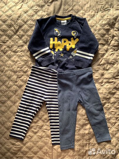 Лосины (3 пары) + боди новый + свитшот на флисе