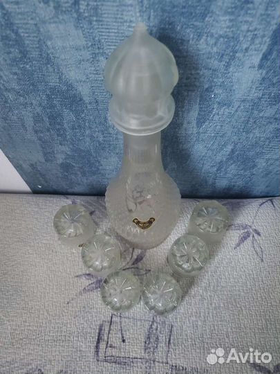 Графин хрустальный и 6 стопок/ гусь хрустальный