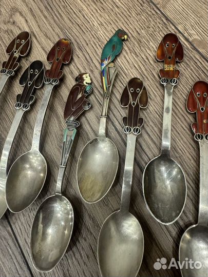 Ложки серебряные эмаль