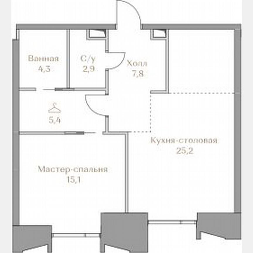 1-к. квартира, 60,7 м², 3/18 эт.