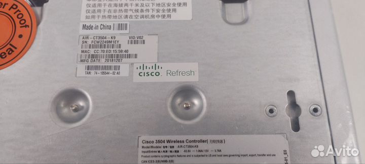 Контроллер Cisco AIR-CT3504-k9