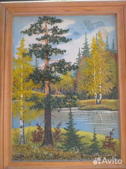 Картина Панно из 30 поделочных камней СССР,янтаря