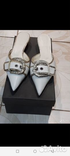 Итальянские мюли из натуральной кожи с острым носо