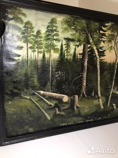 Картина антикварная маслом на холсте