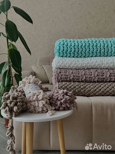 Плед крупной вязки