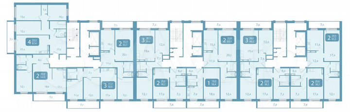 2-к. квартира, 38,2 м², 6/17 эт.