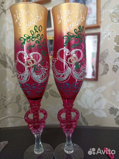 Свадебные бокалы ручной работы
