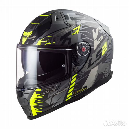 LS2 Мотошлем интеграл FF811 vector II techbot сер