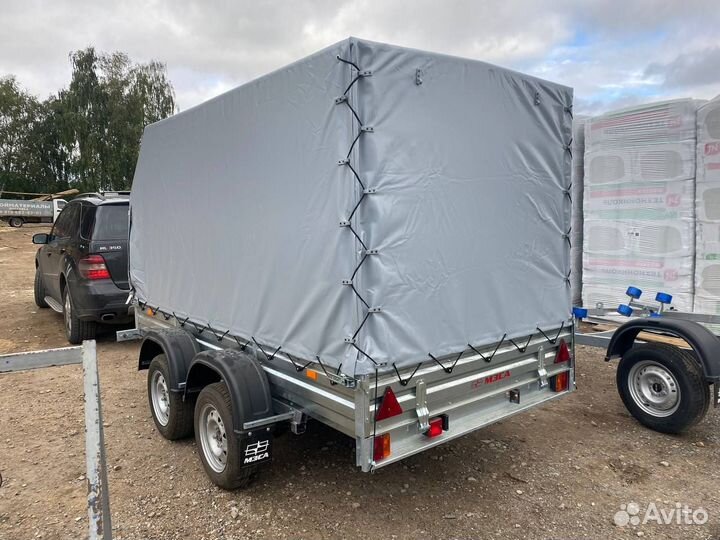 Двухосный прицеп с тентом аэро 150 см. Доставим