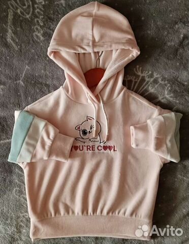 Велюровое худи Oversize с вышивкой для девочки