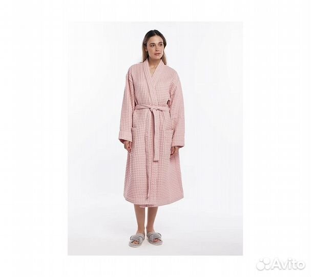 Халат вафельный женский Home One пыльная роза 56-5
