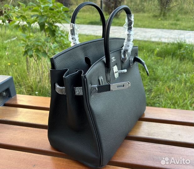 Сумка женская Hermes Birkin 35 черная серебро