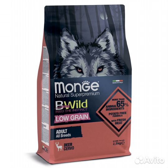 Новый корм Monge bwild Feed the Instinct Low Grain